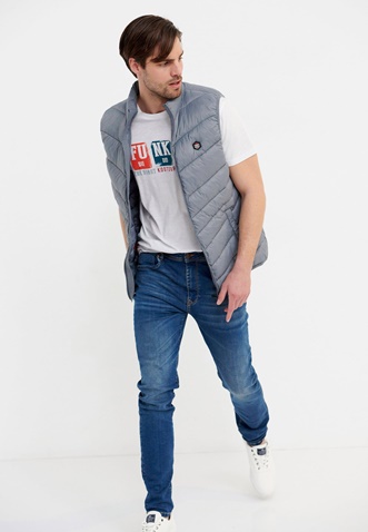 FUNKY BUDDHA-Ανδρικό αμάνικο μπουφάν FUNKY BUDDHA FBM005-001-01 dusty blue