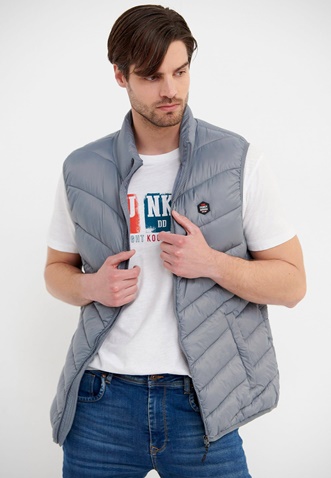 FUNKY BUDDHA-Ανδρικό αμάνικο μπουφάν FUNKY BUDDHA FBM005-001-01 dusty blue