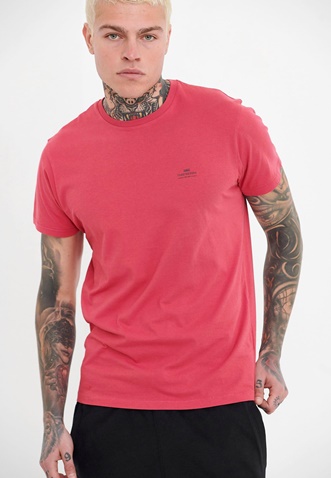 FUNKY BUDDHA-Ανδρικό essential t-shirt FUNKY BUDDHA ροζ