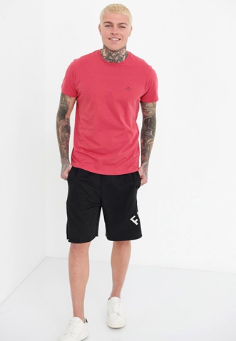 FUNKY BUDDHA-Ανδρικό essential t-shirt FUNKY BUDDHA ροζ