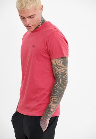 FUNKY BUDDHA-Ανδρικό essential t-shirt FUNKY BUDDHA ροζ