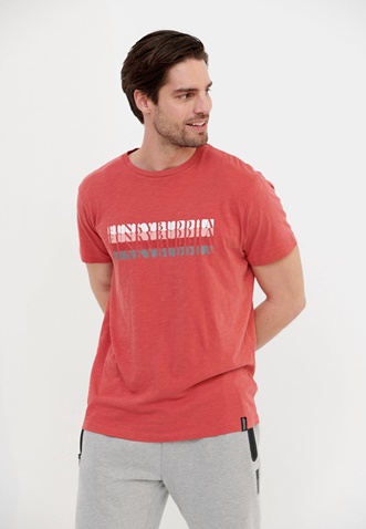 FUNKY BUDDHA-Ανδρικό t-shirt FUNKY BUDDHA FBM005-324-04 ροζ
