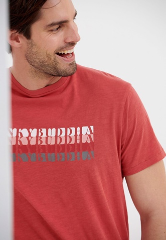 FUNKY BUDDHA-Ανδρικό t-shirt FUNKY BUDDHA FBM005-324-04 ροζ