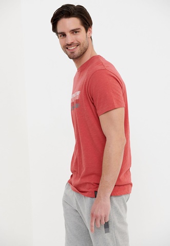 FUNKY BUDDHA-Ανδρικό t-shirt FUNKY BUDDHA FBM005-324-04 ροζ