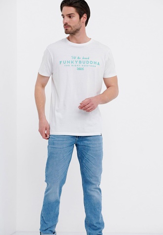FUNKY BUDDHA-Ανδρικό t-shirt FUNKY BUDDHA FBM005-034-04 λευκό