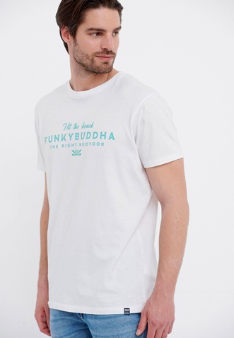 FUNKY BUDDHA-Ανδρικό t-shirt FUNKY BUDDHA FBM005-034-04 λευκό