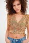 FUNKY BUDDHA-Γυναικείο cropped top FUNKY BUDDHA κίτρινο floral
