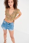 FUNKY BUDDHA-Γυναικείο cropped top FUNKY BUDDHA κίτρινο floral