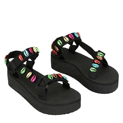 CALIFORNIA DREAM-Γυναικεία flat πέδιλα CALIFORNIA DREAM O47000053 μαύρα πολύχρωμα