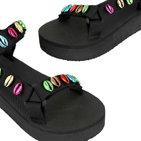 CALIFORNIA DREAM-Γυναικεία flat πέδιλα CALIFORNIA DREAM O47000053 μαύρα πολύχρωμα