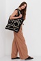 FUNKY BUDDHA-Γυναικεία ψηλόμεση wide leg λινή παντελόνα FUNKY BUDDHA καφέ