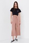 FUNKY BUDDHA-Γυναικεία cropped wide leg παντελόνα FUNKY BUDDHA καφέ