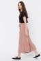 FUNKY BUDDHA-Γυναικεία cropped wide leg παντελόνα FUNKY BUDDHA καφέ