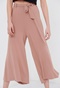 FUNKY BUDDHA-Γυναικεία cropped wide leg παντελόνα FUNKY BUDDHA καφέ