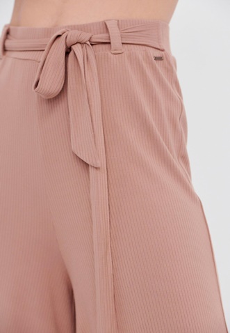 FUNKY BUDDHA-Γυναικεία cropped wide leg παντελόνα FUNKY BUDDHA καφέ