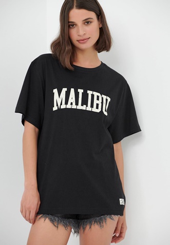 FUNKY BUDDHA-Γυναικείο t-shirt FUNKY BUDDHA loose fit μαύρο