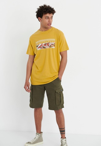 FUNKY BUDDHA-Ανδρικό t-shirt FUNKY BUDDHA FBM005-022-04 κίτρινο