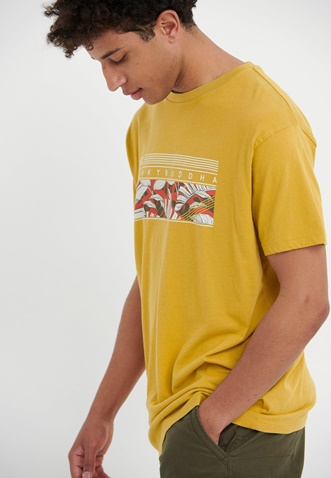 FUNKY BUDDHA-Ανδρικό t-shirt FUNKY BUDDHA FBM005-022-04 κίτρινο