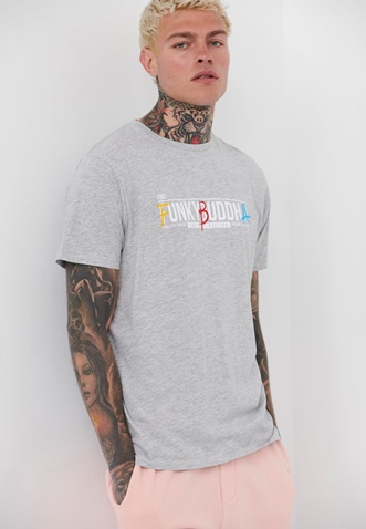 FUNKY BUDDHA-Ανδρικό t-shirt FUNKY BUDDHA γκρι