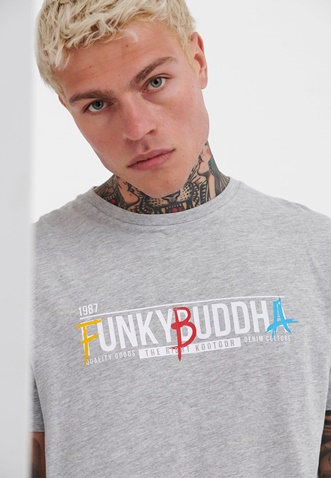 FUNKY BUDDHA-Ανδρικό t-shirt FUNKY BUDDHA γκρι