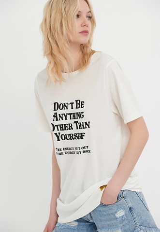 FUNKY BUDDHA-Γυναικείο μακρύ t-shirt FUNKY BUDDHA λευκό