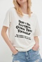 FUNKY BUDDHA-Γυναικείο μακρύ t-shirt FUNKY BUDDHA λευκό