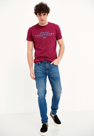 FUNKY BUDDHA-Ανδρικό jean παντελόνι FUNKY BUDDHA slim fit μπλε