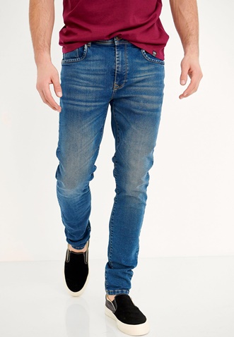 FUNKY BUDDHA-Ανδρικό jean παντελόνι FUNKY BUDDHA slim fit μπλε