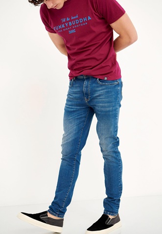 FUNKY BUDDHA-Ανδρικό jean παντελόνι FUNKY BUDDHA slim fit μπλε