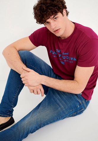 FUNKY BUDDHA-Ανδρικό jean παντελόνι FUNKY BUDDHA slim fit μπλε