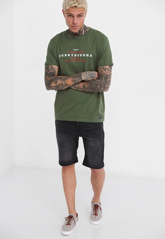 FUNKY BUDDHA-Ανδρικό t-shirt FUNKY BUDDHA πράσινο