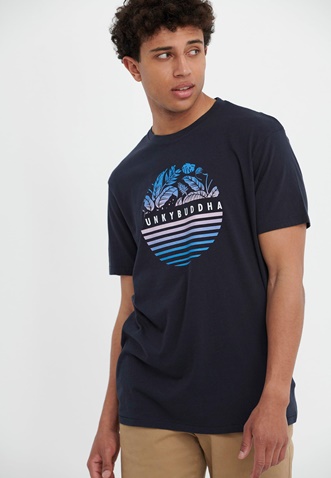 FUNKY BUDDHA-Ανδρικό t-shirt FUNKY BUDDHA FBM005-055-04 μπλε