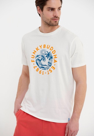 FUNKY BUDDHA-Ανδρικό t-shirt FUNKY BUDDHA λευκό