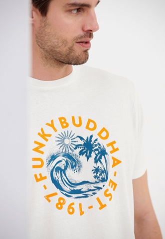 FUNKY BUDDHA-Ανδρικό t-shirt FUNKY BUDDHA λευκό