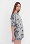 FUNKY BUDDHA-Γυναικείο oversized μακρύ t-shirt FUNKY BUDDHA γκρι μπλε