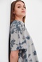 FUNKY BUDDHA-Γυναικείο oversized μακρύ t-shirt FUNKY BUDDHA γκρι μπλε