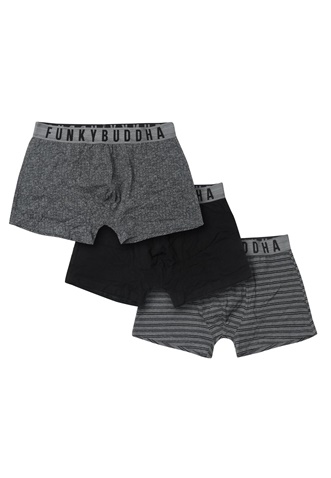 FUNKY BUDDHA-Ανδρικά εσώρουχα boxer σετ των 3 FUNKY BUDDHA μαύρο γκρι