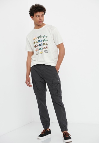 FUNKY BUDDHA-Ανδρικό cargo παντελόνι FUNKY BUDDHA jacquard γκρι