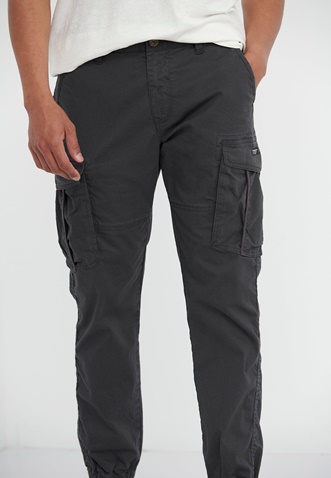FUNKY BUDDHA-Ανδρικό cargo παντελόνι FUNKY BUDDHA jacquard γκρι