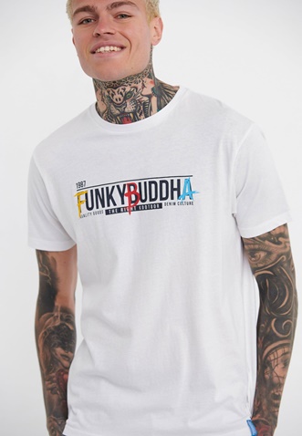 FUNKY BUDDHA-Ανδρικό t-shirt FUNKY BUDDHA λευκό