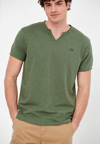 FUNKY BUDDHA-Ανδρικό essential t-shirt FUNKY BUDDHA χακί