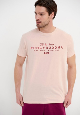 FUNKY BUDDHA-Ανδρικό t-shirt FUNKY BUDDHA ροζ