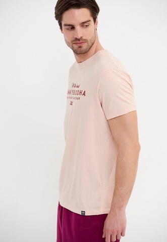 FUNKY BUDDHA-Ανδρικό t-shirt FUNKY BUDDHA ροζ