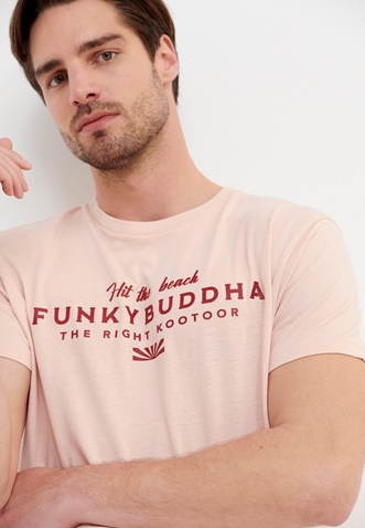 FUNKY BUDDHA-Ανδρικό t-shirt FUNKY BUDDHA ροζ