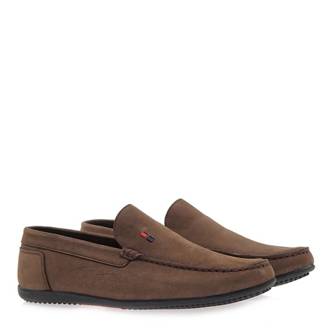 JK LONDON-Ανδρικά παπούτσια loafers JK LONDON Q528B5021 καφέ πούρο nubuck