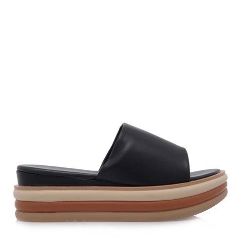 SEVEN-Γυναικεία πέδιλα flatforms SEVEN O469Q23 μαύρα