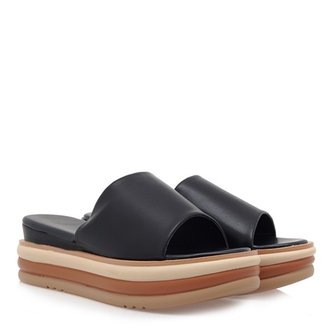 SEVEN-Γυναικεία πέδιλα flatforms SEVEN O469Q23 μαύρα
