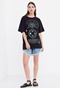 FUNKY BUDDHA-Γυναικείο oversized t-shirt FUNKY BUDDHA μαύρο