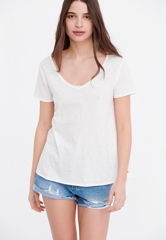 FUNKY BUDDHA-Γυναικείο essential t-shirt FUNKY BUDDHA λευκό