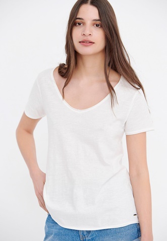FUNKY BUDDHA-Γυναικείο essential t-shirt FUNKY BUDDHA λευκό